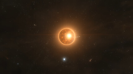 Naklejka premium Stellar Radiance A Captivating Vision of Distant Sun in Deep Space Scenery Exploration and Wonder