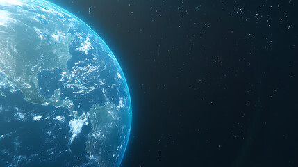 Obraz premium Stunning Earth View from Space Reflecting Sunlight and Shadow with Stars in Background Scenery