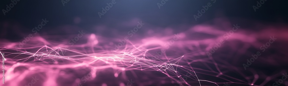 Fototapete A close-up image of a glowing neural network with illuminated data lines, showcasing advanced technology.