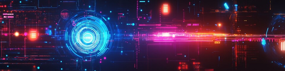 Obraz premium Abstract Digital Network Interface Futuristic Design