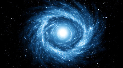 Fototapeta premium Swirling Celestial Blue Galaxy Radiating Intense Light and Energy in the Vastness of Outer Space