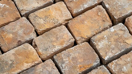 Obraz premium Textured Surface of Old Rustic Brick Paving Stones in Pattern