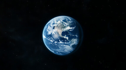 Naklejka premium The Blue Planet Earth from Space Showing North America and Extensive Cloud Cover Above the Oceans