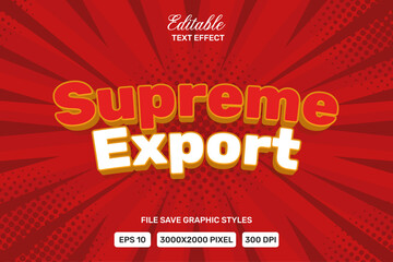 Editable text effect Supreme vector premium template back.