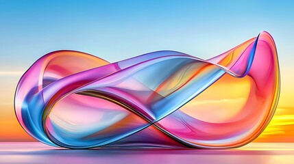 Abstract glass sculpture sunset landscape art