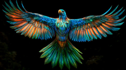 Obraz premium Vibrant Avian Majesty Colorful Bird with Spread Wings and Feathers a Symbol of Freedom and Beauty