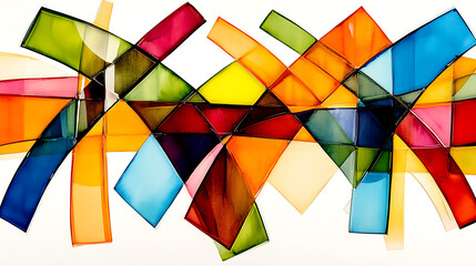 Vibrant Geometric Abstraction Translucent Planes Intersecting Modern Artistic Design
