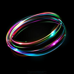 Vibrant Light Rings Optical Illusion Abstract Art Design on Dark Backdrop