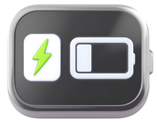 Battery Charging Interface: 3D Render of a Modern Device Displaying Low Battery and Charging Indicator