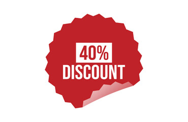 40% discount red ribbon label banner.
