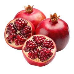 Red pomegranate slices isolated on transparent background  
