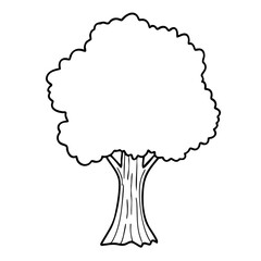 Tree line art for nature projects, showing simple tree drawing. Ideas for nature themed designs, logos, icons, and educational materials