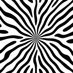 Zebra Stripe Bursting Star Pattern Abstract Art Illustration Concentric Lines Optical Illusion Design