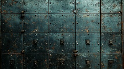 Rustic Metal Wall with Horizontal and Vertical Panels and Lock Holes