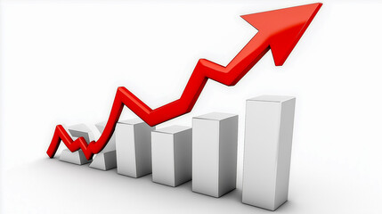 Representation of market analysis, showing lines and graphs forming a rising arrow, indicating success. The upward trend