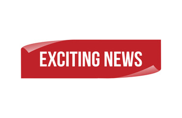 Red banner exciting news isolated on white background.
