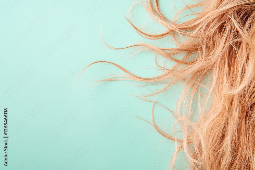 Poster Frayed hair tips with split ends displayed on a smooth background with space for text and creative ideas. Generative AI
