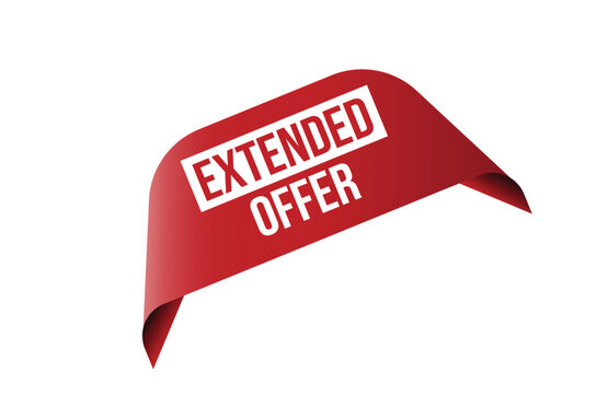 Extended offer red ribbon label banner.