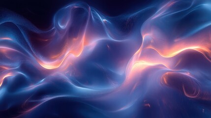 Obraz premium Ethereal Abstract Waves in Shades of Blue and Soft Orange Glow