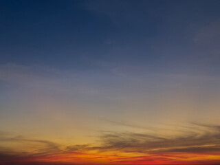 Obraz premium Colorful blue orange sky at sunset, shadow of clouds background