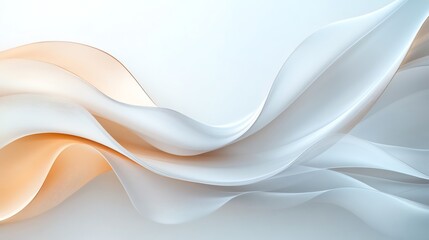Abstract soft flowing lines in orange and white tones, creating a serene and elegant background.