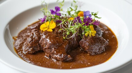 Fine Dining Wagyu Beef Rendang with Elegant Plating