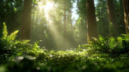 Sunlit Redwood Forest Floor