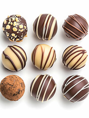 Assorted Chocolate Truffles Isolated on White Background