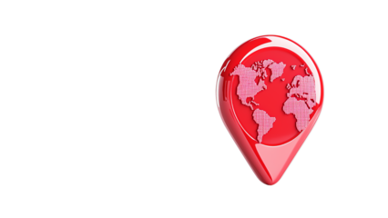 Red Location Pin with Digital World Map – PNG Background