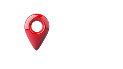 Glossy Red Location Pin with Circular Hole – PNG Background