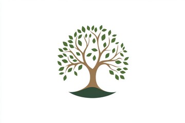 Obraz premium Green tree logo design, white background, nature concept, growth symbol