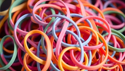 a pile of colorful rubber bands sitting on top of each other