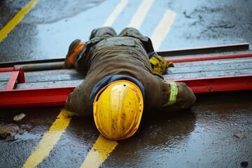 Unconscious Technician Fell From Ladder On Street, 
