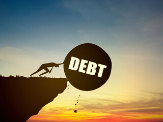 Businessman pushes debt down the hill, eliminates his debt.