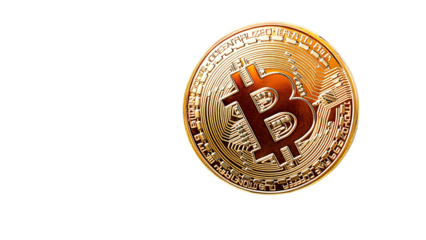 Detailed Bitcoin Illustration with Metallic Finish – PNG Background