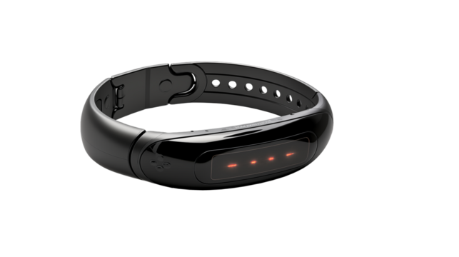 Sleek Black Fitness Tracker Bracelet with Red Lights