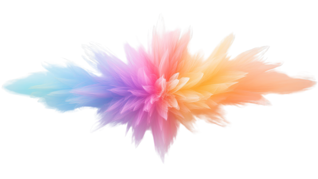 Abstract Pastel Color Burst with Feathery Shapes – PNG Background