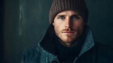 Portrait of a Man in a Winter Hat and Coat