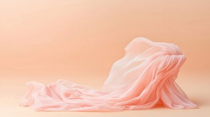 Pale Pink Fabric Drape on Peach Background