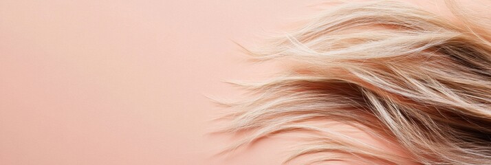 Frayed hair tips with split ends against a soft pastel backdrop for text presentation. Generative AI