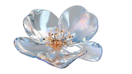 Beautiful glass flower blooming with transparent background