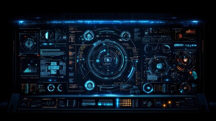 Futuristic HUD Interface Advanced Technology Control Panel Display