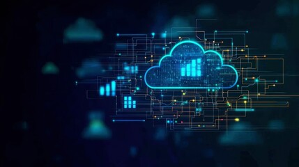 Digital Cloud Computing Network - Abstract Technology Background