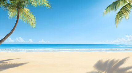Fototapeta premium Sunny Tropical Beach Scene with Palm Trees