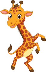 Obraz premium Illustration of cartoon happy giraffe dancing