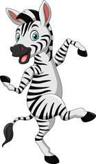 Illustration of cartoon happy zebra dancing © tigatelu
