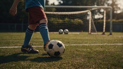 Obraz premium Fields of Glory: Timeless Soccer Ball on Verdant Terrain