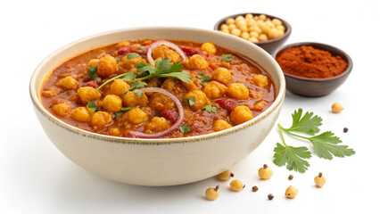 Chole Chickpea Curry from Pakistani Cuisine on a White Background