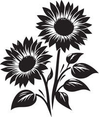 Black Color Sunflowers Silhouette Vector Illustration design, Solid White Background