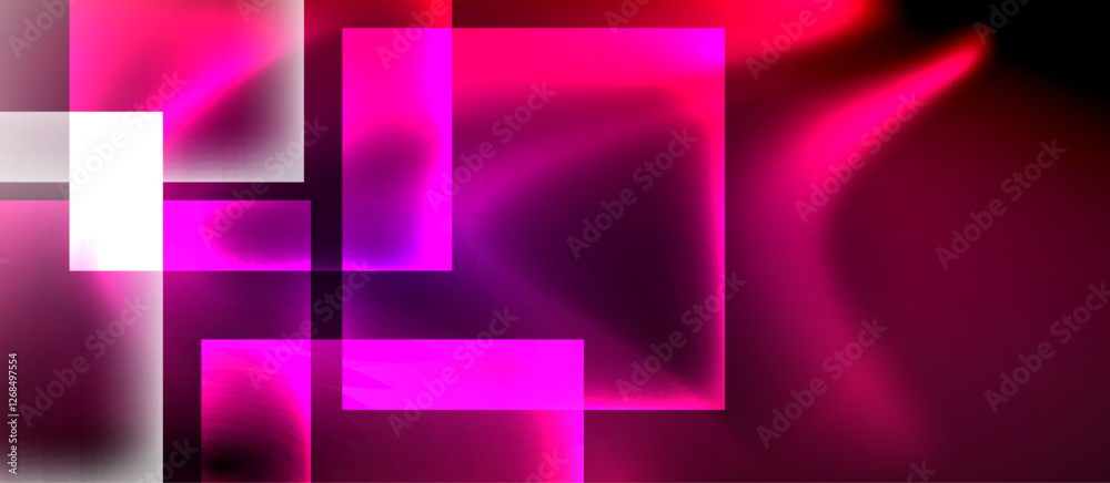 Aufkleber glass squares with neon shiny light abstract background